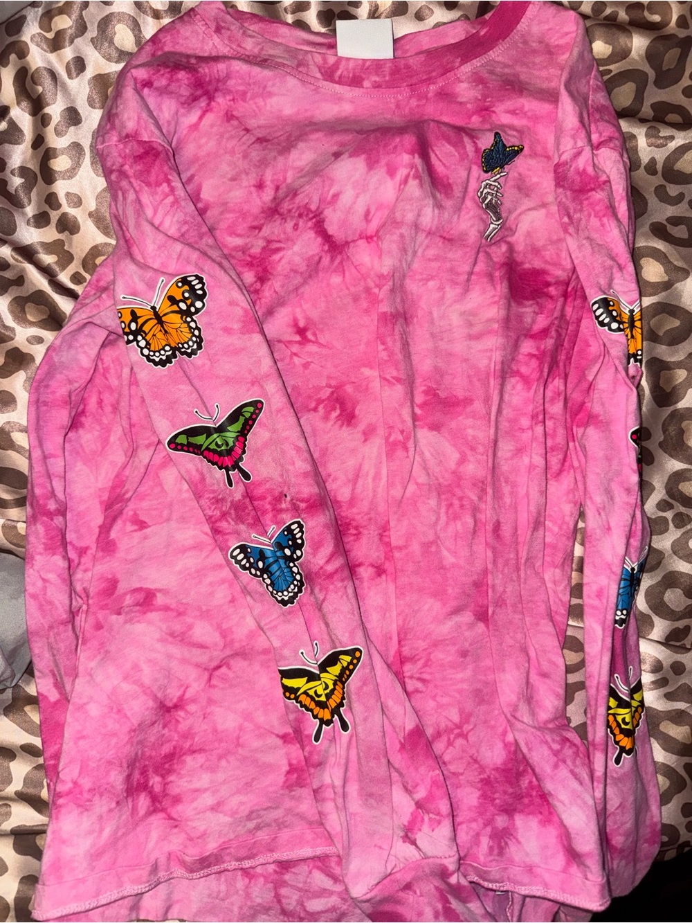 Empyre Pink Tie-Dye Butterfly Sleeve Long Sleeve Tee